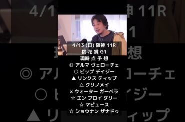 桜花賞G1ひろゆき現時点予想#ひろゆき#桜花賞 #g1#予想@キャリア40年以上のプロ馬券