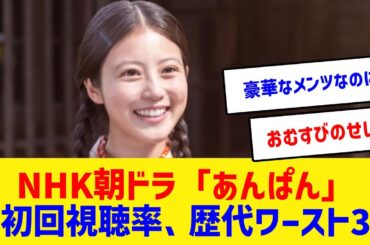 朝ドラ「あんぱん」初回視聴率が歴代ワースト級に  #あんぱん #今田美桜 #北村匠海 #NHK朝ドラ #やなせたかし #視聴率