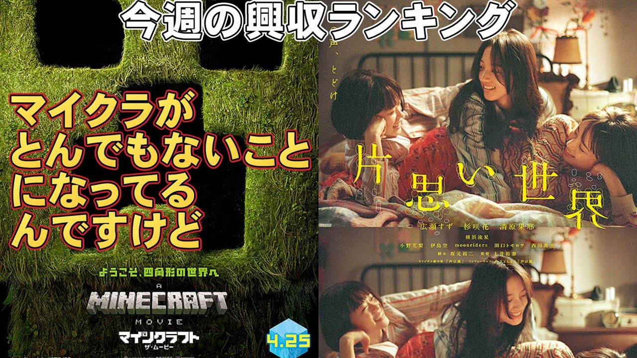 マインクラフトの興収がヤバい!【俺的映画速報Vol.315】【片思い世界 おいしくて泣くとき 興収 興行収入 白雪姫 マインクラフト 全米興収 ランキング】 マインクラフトの興収がヤバい!【俺的映画速報Vol.315】【片思い世界 おいしくて泣くとき 興収 興行収入 白雪姫 マインクラフト 全米興収 ランキング】