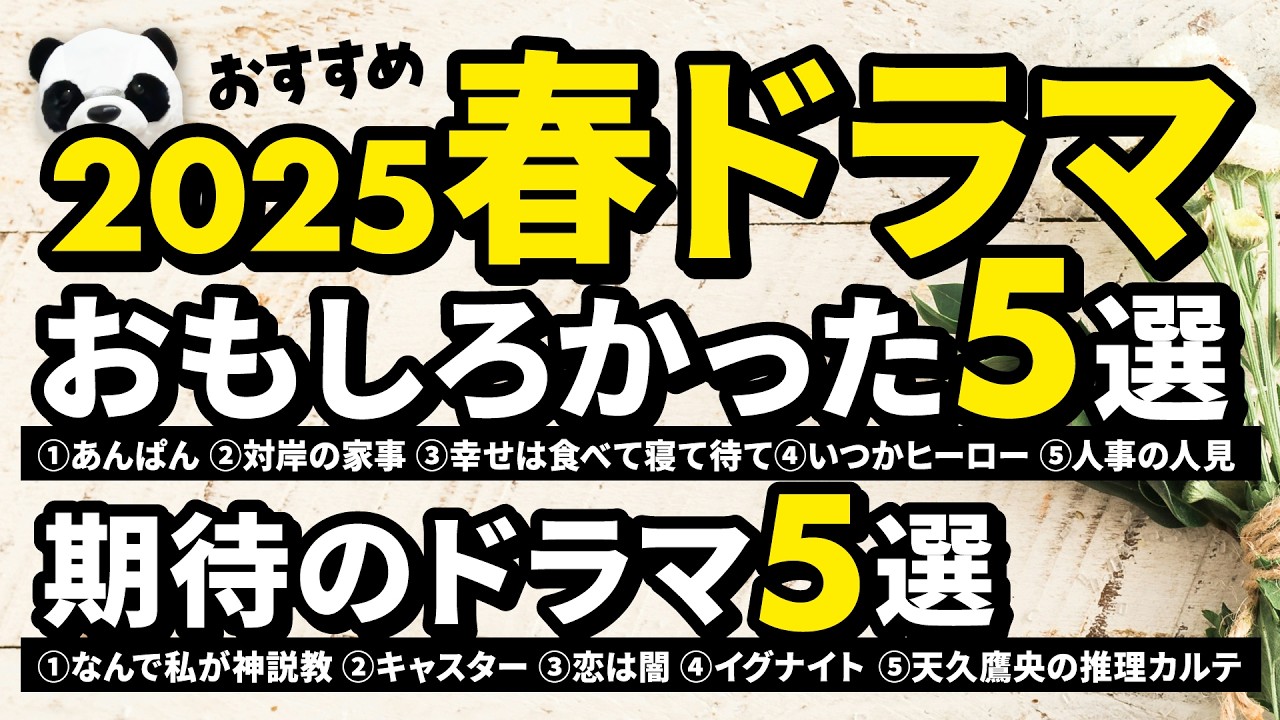 【2025春ドラマ】面白いドラマ＆期待のドラマ･あんぱん･対岸の家事･しあわせは食べて寝て待て･いつか、ヒーロー･人事の人見･なんで私が神説教･キャスター･恋は闇･イグナイト･天久鷹央の推理カルテ
