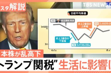 “トランプ関税”で日経平均株価 乱高下　生活に影響は？輸入品値下がりの可能性、「夏のボーナス」に影響も？【Nスタ解説】｜TBS NEWS DIG