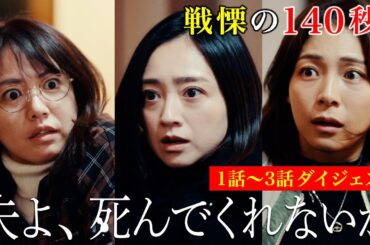【期間限定】140秒でわかる！1話～3話ダイジェスト「夫よ、死んでくれないか」安達祐実 相武紗季 磯山さやか【公式】