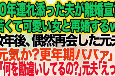 30年連れ添った夫が突然離婚宣言「若くて可愛い女と再婚するｗ」→数年後、婚活ツアーで再会した元夫「元気か？更年期ババァ」私「は？何を勘違いしてるの？」元夫「えっ？」
