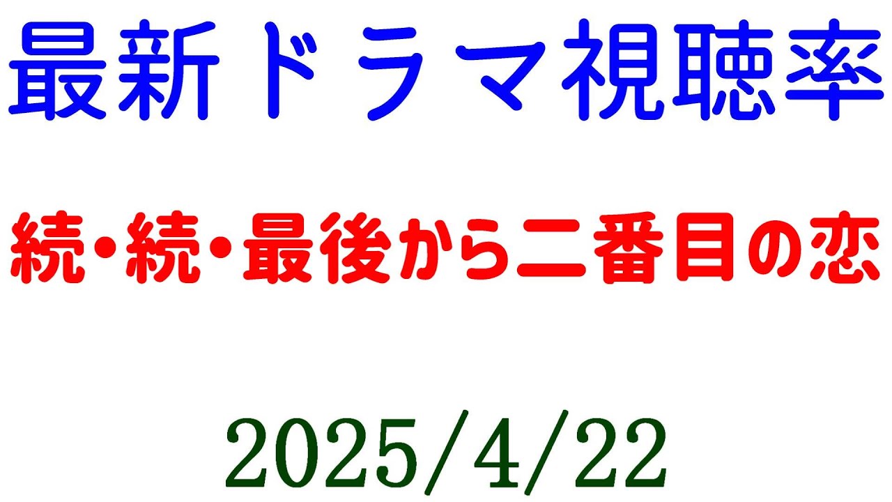 続・続・最後から二番目の恋 高視聴率！視聴率速報☆2025年4月22日付