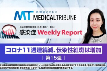 コロナ11週連続減、伝染性紅斑は増加【感染症動向調査第15週：4月7～13日】