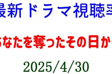 あなたを奪ったその日から 視聴率大きくダウン！視聴率速報☆2025年4月30日付