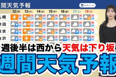 【週間天気予報】週後半は西から天気は下り坂
