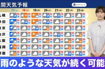 【週間天気予報】梅雨のような天気が続く可能性