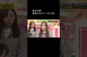 乃木坂 座右の銘 星野みなみ「一石二鳥」