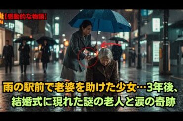 雨の駅前で老婆を助けた少女…3年後、結婚式に現れた謎の老人と涙の奇跡