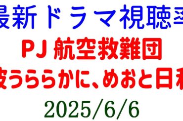PJ 航空救難団波 うららかに、めおと日和☆視聴率速報☆2025年6月6日付
