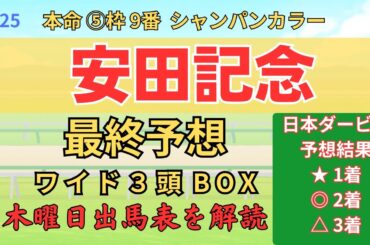 ◎ シャンパンカラー 「安田記念 2025 ワイド3頭BOX3点 予想」 #安田記念