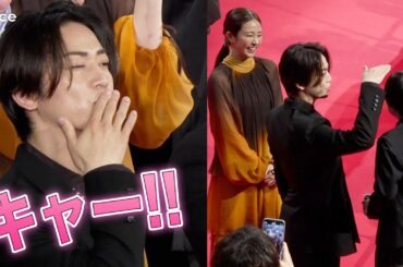亀梨和也＆木村文乃、レカペで神ファンサ連発　投げキスやハートポーズも！『でっちあげ ～殺人教師と呼ばれた男』プレミアイベント