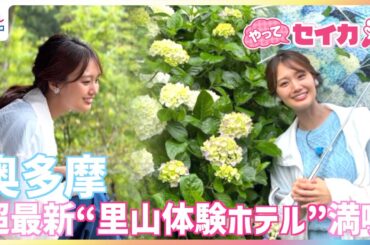 「チルタイムさいこ～！」井上清華キャスターが奥多摩の超最新”里山体験ホテル”を満喫＆日本初の森林セラピー専用ロードで新緑ハイキング♪初夏の大自然を体験リポート【やってセイカ】