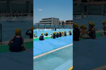 HARUの授業参観👦 屋上にプールがある時代がくるとは思ってもみなかったなぁ🏖️ 6/18/2025