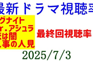 4月ドラマ 最終回視聴率！視聴率速報☆2025年7月3日付
