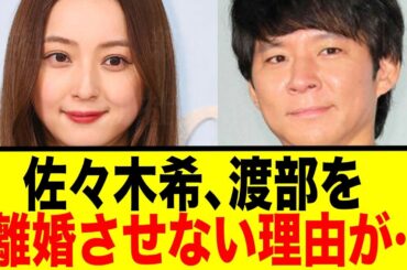 佐々木希さん、渡部を離婚させない理由が発覚…