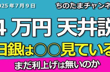 日経平均株価4万円が天井　日銀はコレを見ている　銀行株の利上げ恩恵はこれからか　トランプ関税　サンリオが強いが　外国人の犯罪規制