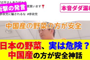 参政党・神谷「実は日本の野菜の方が農薬が多いんですよ。中国産の野菜の方が安全なんです」
