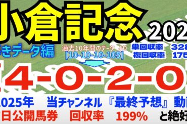【小倉記念2025】　導きデータ編　過去10年間のデータから導かれた馬とは！/今年の馬券回収率は199％　と絶好調/昨年の単勝回収率126%【データ傾向】【競馬予想】