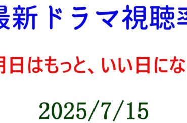 明日はもっと、いい日になる 視聴率下がる！☆視聴率速報☆2025年7月15日付