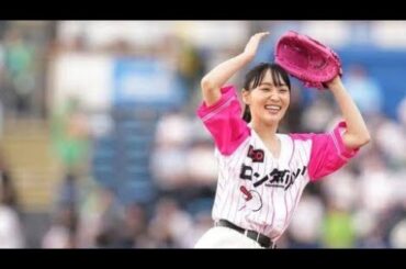 菅井友香、「悔しい」ワンバン投球　「応燕はFODで！ナイター」でファーストピッチセレモニー