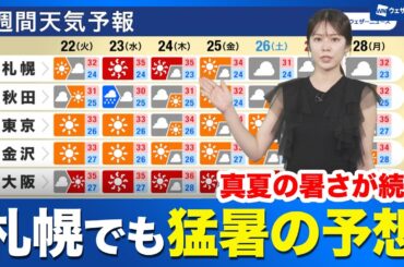 【週間天気予報】真夏の夏さが続く　札幌で猛暑の予想