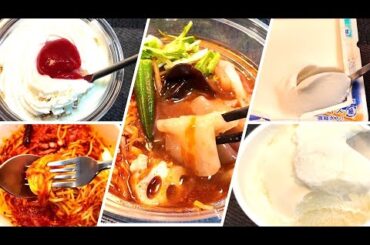 ７月29日発売　５品　セブンイレブン新商品　ちゅるもち幅広春雨風麺冷し麻辣湯麺、ロッテ　爽　コリぷに食感　ヨーグルト味、辛辛辛い　トマトソースパスタ、森永れん乳氷　鬼れん乳、いちごのカップミルフィーユ