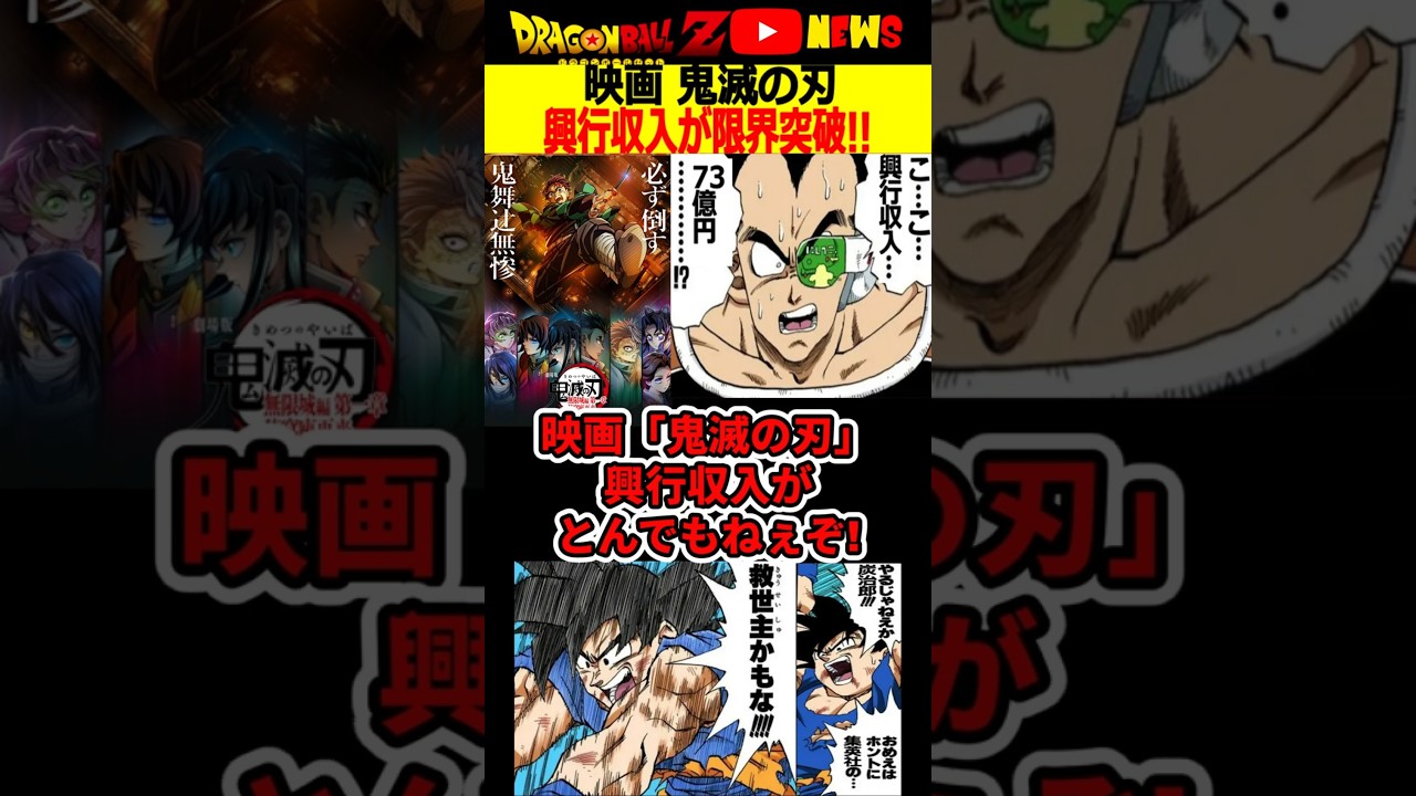 【鬼滅の刃】映画が大ヒット!興行収入4日で73億円の日本記録だってよ!#ドラゴンボール #shorts    #鬼滅の刃