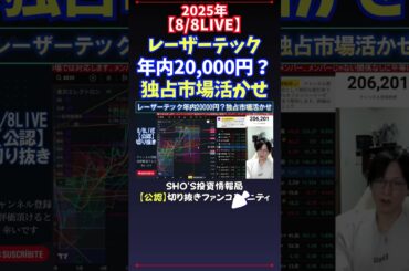 【8/8LIVE】レーザーテック年内20,000円？独占市場活かせ #日経平均株価 #投資