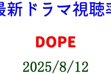 DOPE 視聴率下がる！視聴率速報☆2025年8月12日付