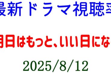 明日はもっと、いい日になる 視聴率大きくダウン！視聴率速報☆2025年8月12日付