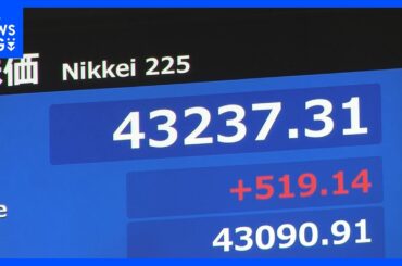 【速報】日経平均株価が史上初めて4万3000円台に 一時500円超値上がり｜TBS NEWS DIG