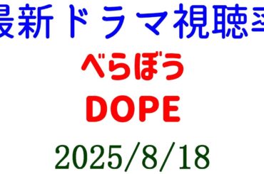 DOPE べらぼう☆視聴率速報☆2025年8月18日