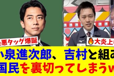 【国民の怒り爆発】小泉進次郎と維新・吉村洋文が急接近！「改革の魂」と互いを絶賛も、世論は「世襲とパフォーマーの茶番劇」「恐怖の大連立だ」と猛反発。一体何が？【国民の反応】