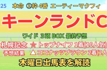 ◎ エーティーマクフィ 「キーンランドカップ 2025 ワイド3頭BOX3点 予想」 #キーンランドc
