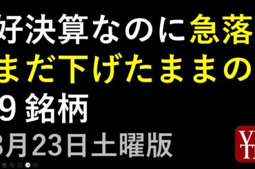 好決算なのに急落、まだ下げたままの９銘柄。NISAランキング。2025年８月２３日（土曜版）。～あす上がる株。最新の日本株情報。高配当株の株価やデイトレ情報～