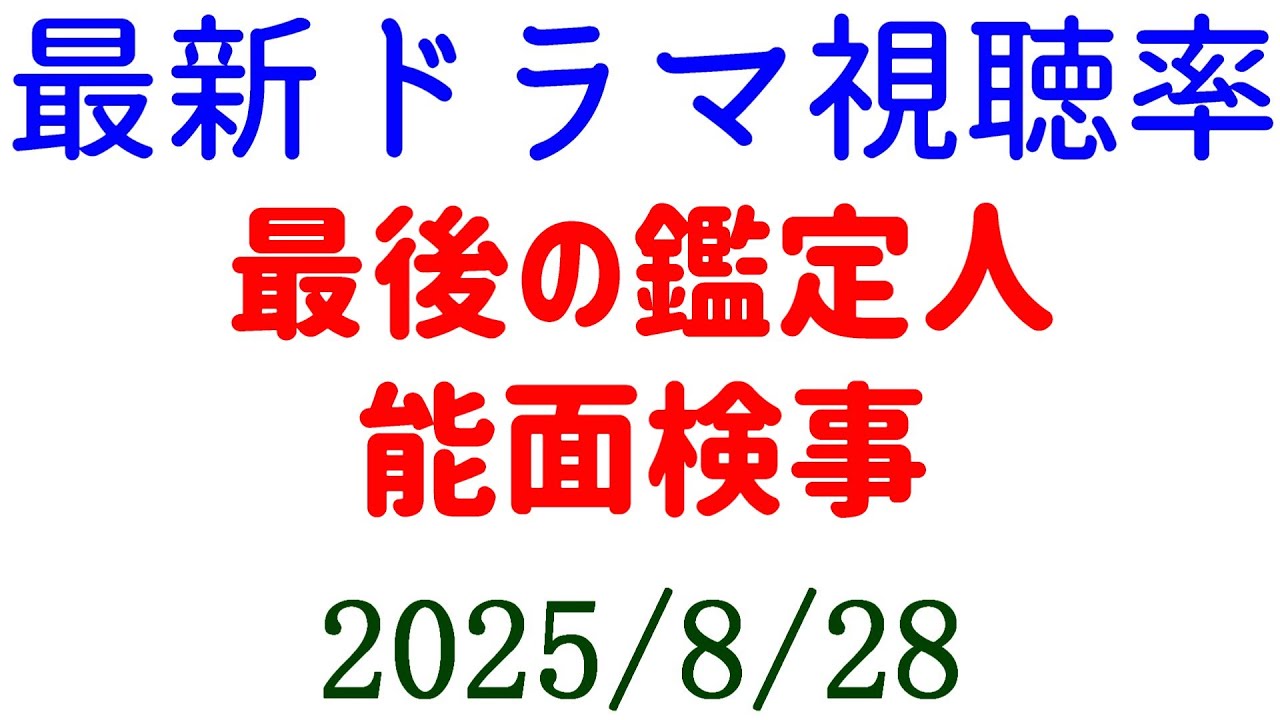 能面検事 最後の鑑定人☆視聴率速報☆2025年8月28日 能面検事 最後の鑑定人☆視聴率速報☆2025年8月28日