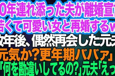 30年連れ添った夫が突然離婚宣言「若くて可愛い女と再婚するｗ」→数年後、婚活ツアーで再会した元夫「元気か？更年期ババァ」私「は？何を勘違いしてるの？」元夫「えっ？」