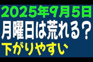 9/5 日経平均先物 オプション　月曜は荒れやすく下がりやすい