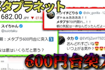 メタプラネット株価600円台突入！！今後どこで反発する？　メタプラ民の大損断末魔が止まらない