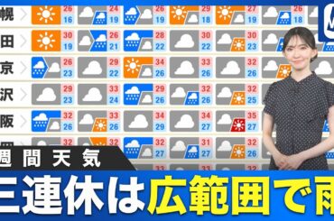 【週間天気】三連休は広範囲で雨の予想 北日本は荒天のおそれ