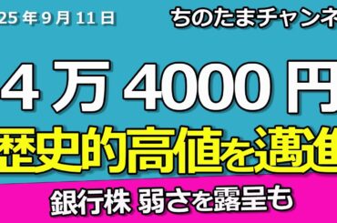 史上最高４万4000円台　日経平均株価これから　銀行株弱い