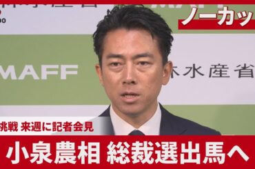 【ノーカット】小泉農相、総裁選出馬へ 再挑戦、来週に記者会見