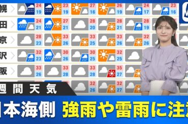 【週間天気】三連休は各地で雨が降りやすい 日本海側は強雨や雷雨に注意