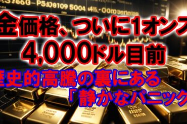 金価格、ついに1オンス4,000ドル目前──歴史的高騰の裏にある「静かなパニック」