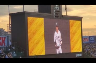 20250926【現地】俳優、松谷鷹也さんの特別始球式　ﾌｧｰｽﾄﾋﾟｯﾁｾﾚﾓﾆｰ【映画で横田慎太郎さん役】【ゲストに鈴木京香さん】@阪神甲子園球場･ﾚﾌﾄ外野