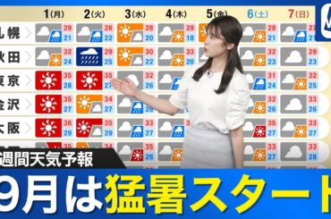 【週間天気予報】9月は猛暑スタートも週後半は暑さ緩和