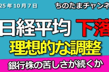 日経平均株価が予想通りの下落調整。銀行株は苦しい状況。利上げ遠のく。