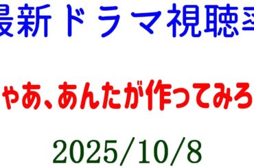 じゃあ、あんたが作ってみろよ☆視聴率速報☆2025年10月8日